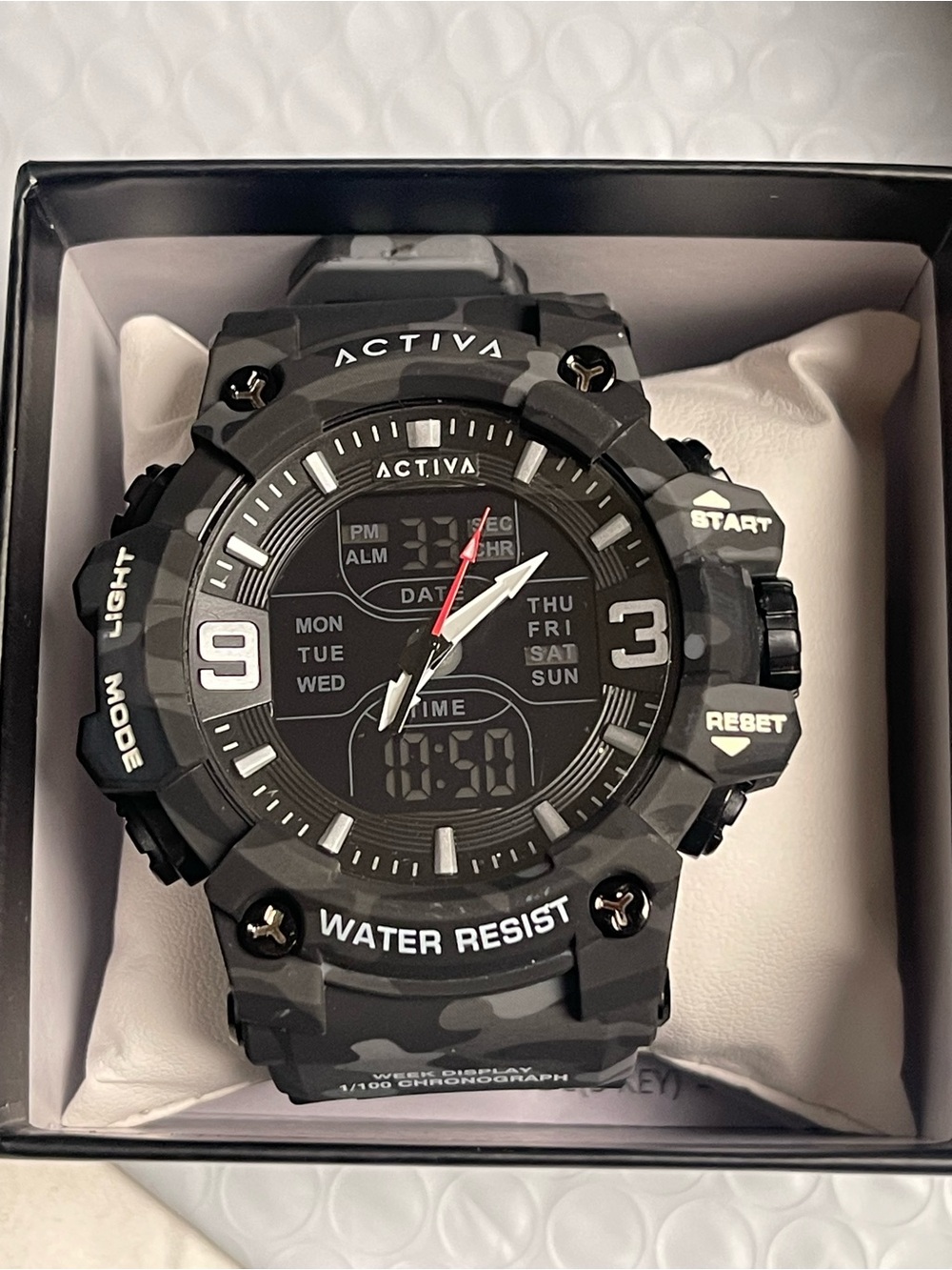 Activa Vulkor X Invicta Analog Digital Men's Watch - 53mm. Camouflage Grey Black